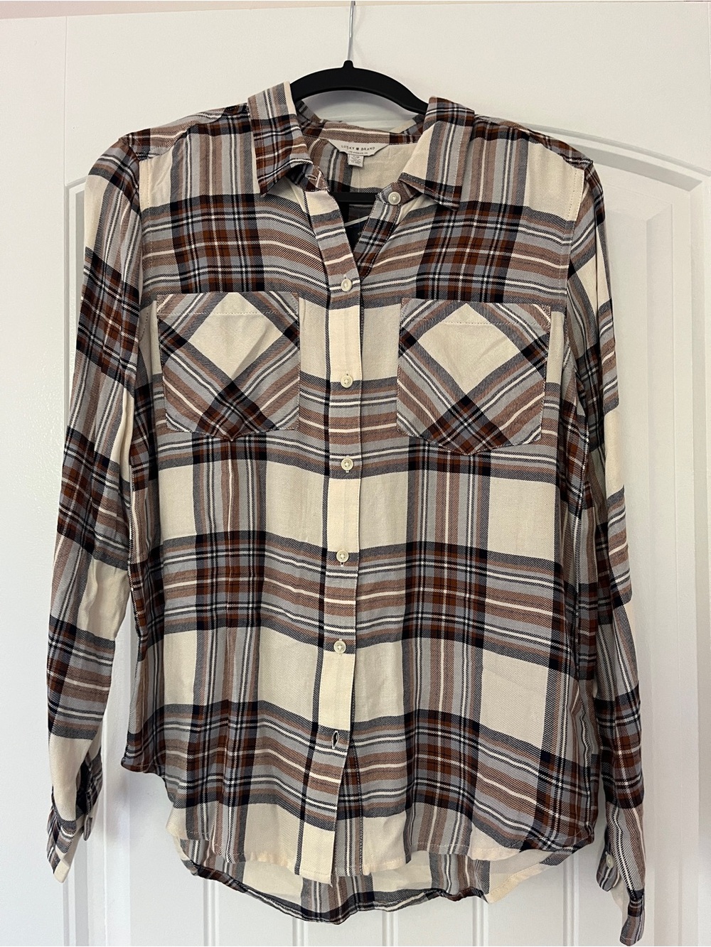 Lucky Brown and Blue Plaid Button-Up Shirt